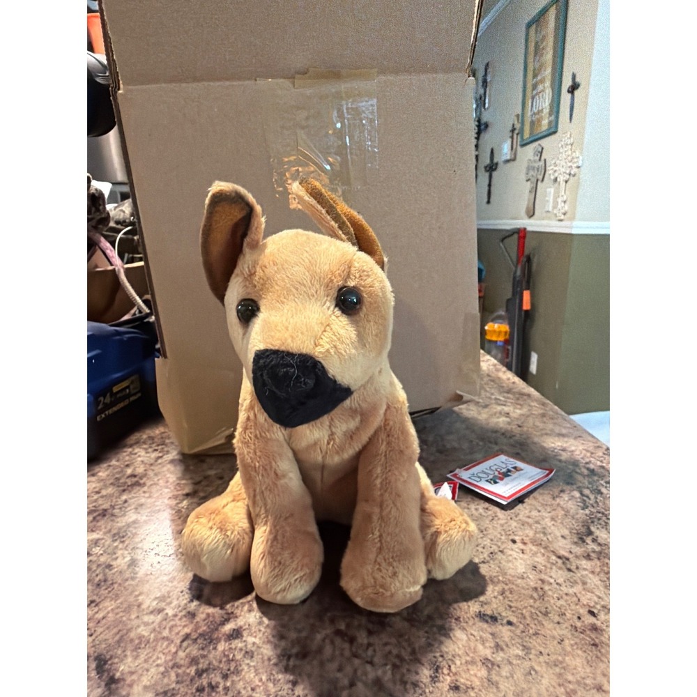 Douglas Cuddle Toy German‎ Shepherd Plush Sitting Dog Tan Black 1559 7 Inch NWT